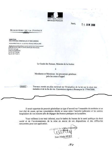 Le 11 juin 2008, Rachida Dati promulgue une circulaire enjoignant tous les tribunaux à appliquer la convention de Besançon. Circulaire, y a rien à voir ! - JPG - 35.3 ko