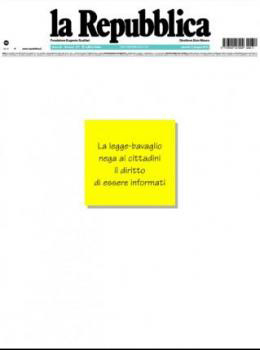 La une de La Repubblica le 11 juin  - JPG - 29.2 ko